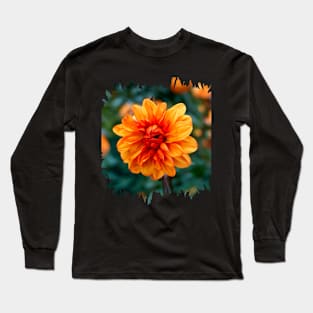 Orange Fire Dahlia Long Sleeve T-Shirt